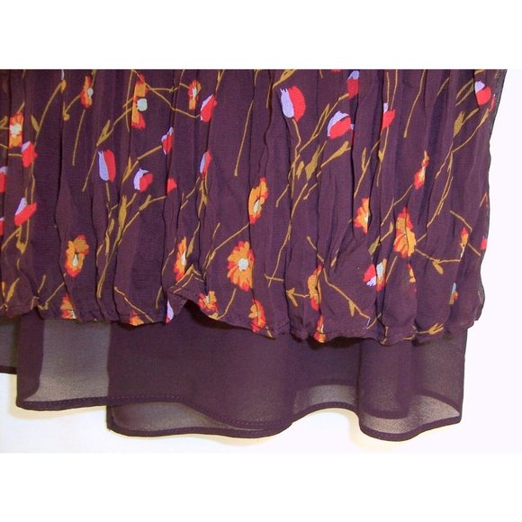 Logo by Lori Goldstein Long Cardigan S Burgundy Sleeveless Floral Chiffon Trim - Picture 8 of 12